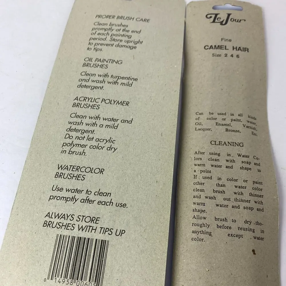 Vtg NEW Camel Hair Paintbrush Sets Lot of 2 Le Jour & Z-Pro Utility Touch Up